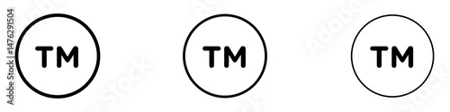 TM trademark icons. modern minimalist symbol outline vector flat style