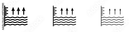 Sea level icons. modern minimalist symbol outline vector flat style