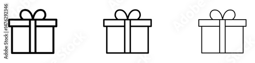 Present gift box icons. modern minimalist symbol outline vector flat style