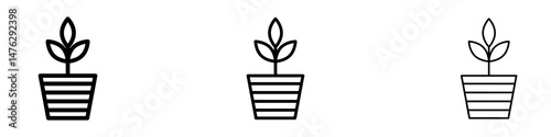 Plant pot icons. modern minimalist symbol outline vector flat style