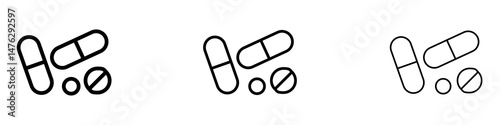 Painkiller pills icons. modern minimalist symbol outline vector flat style