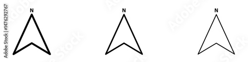 North icons. modern minimalist symbol outline vector flat style