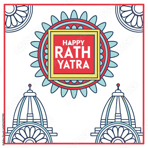 banner,vibrant,rath,yatra,illustration,happy,festival,hindu,design,temple,culture,india,graphic,poster,drawn,spiritual,celebration,religion,devotion,lord,chariot,vector,line,flat,traditional,color,bg,