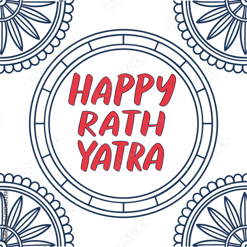 Colorful hand drawn greeting card for spiritual celebration of the holy rath yatra