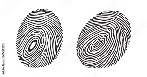 Two Fingerprints Unique Identity, Security, Forensic &  Identification.