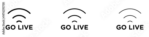 Go live icons. modern minimalist symbol outline vector flat style