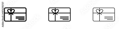 Gift card icons. modern minimalist symbol outline vector flat style