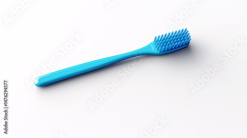 Realistic photo of a blue toothbrush on a white background, ideal for hygiene, dental care, and health visuals.

 photo