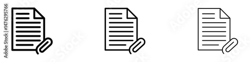 Attach document icons. modern minimalist symbol outline vector flat style