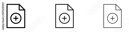 Add document icons. modern minimalist symbol outline vector flat style