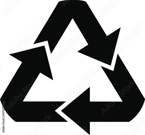 Black Recycling Symbol Icon Isolated on White Background Vector