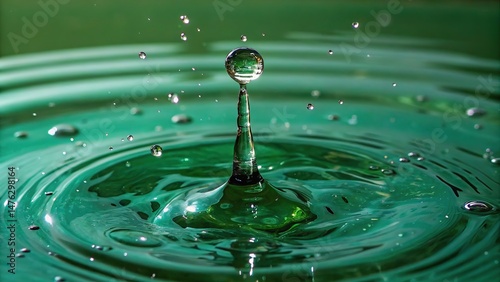 A captivating close up shot of a falling water droplet and ripples