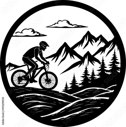 Mountain Biker Silhouette on a Rocky Peak"