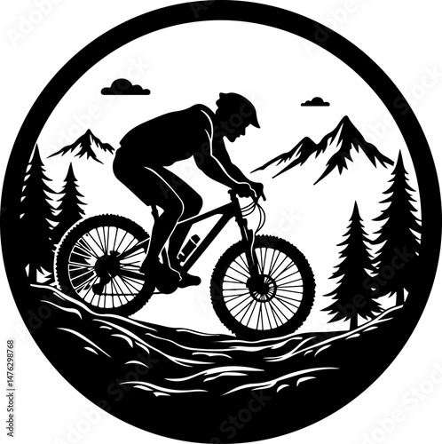 Mountain Biker Silhouette on a Rocky Peak"