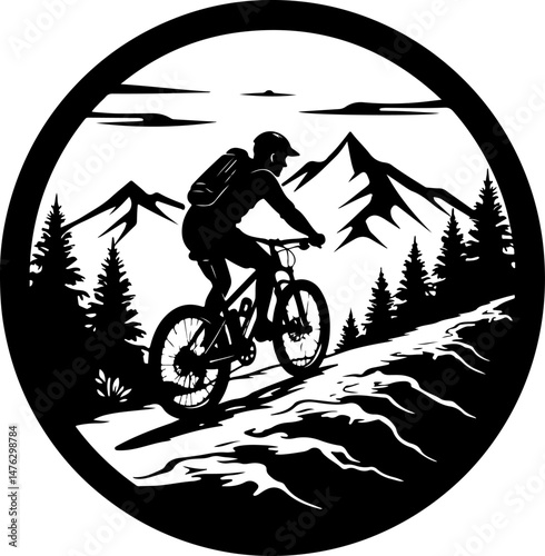 Mountain Biker Silhouette on a Rocky Peak"