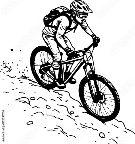 Mountain Biker Silhouette on a Rocky Peak"