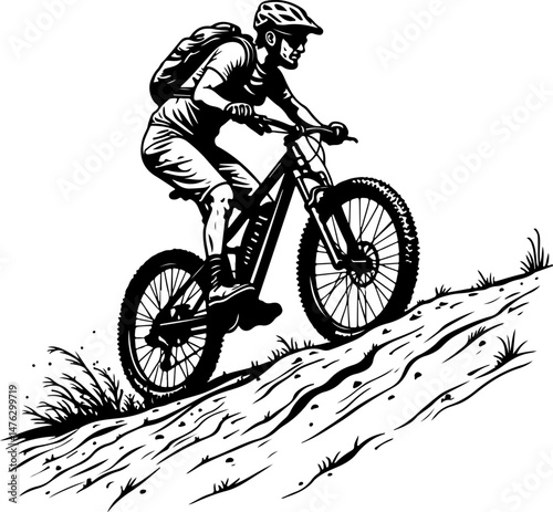 Mountain Biker Silhouette on a Rocky Peak"