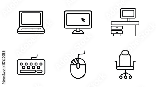 Office Equipment Line Icons