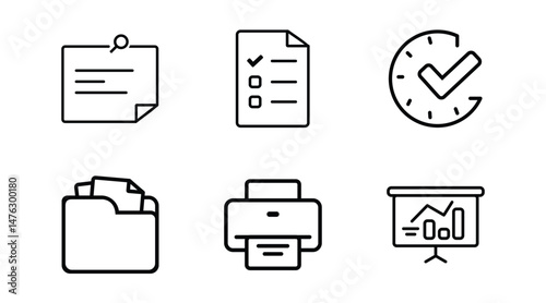 Office Document Line Icons