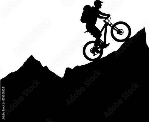 Mountain Biker Silhouette on a Rocky Peak"