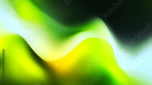 Gentle green yellow light blue color gradient abstract wave with subtle particles, perfect for fresh website visuals, natural fashion themes, calming advertising, and vibrant print layouts.,