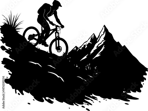 Mountain Biker Silhouette on a Rocky Peak"