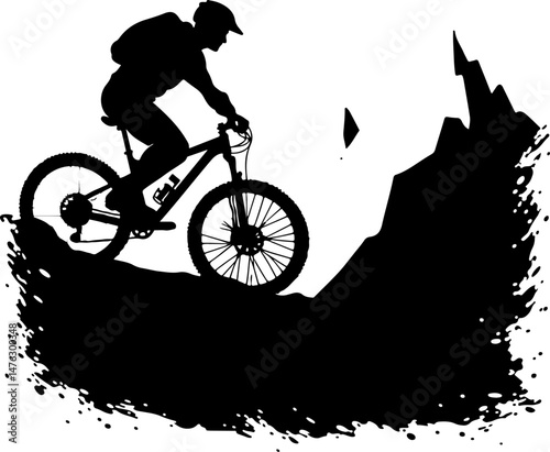 Mountain Biker Silhouette on a Rocky Peak"