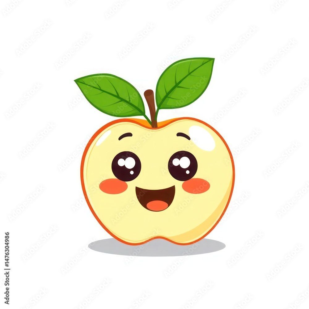 Obraz premium illustration of apple cute cartoon icon isolated
