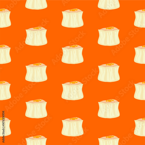 Siu Mai (Shumai) Chinese dumplings illustration pattern background. dumpling pattern background. Dim sum pattern background. Masala Momos illustration.