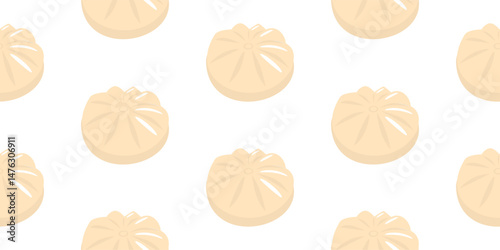 steamed bun chinese food pattern background. Baozi pattern illustration. steamed stuffed buns pattern background. 