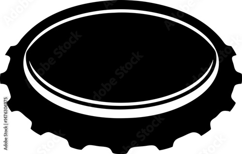 Bottle Cap Side Silhouette Vector Illustration