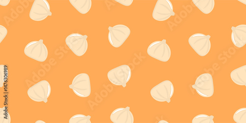 Siu Mai (Shumai) Chinese dumplings illustration pattern background. dumpling pattern background. Dim sum pattern background. Masala Momos illustration.