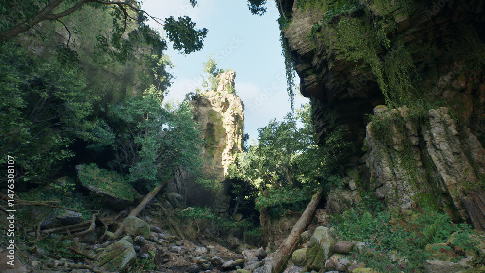 Obraz premium 石だらけのジャングル