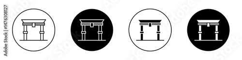 Torii gate flat illustration of vector icon on white background.