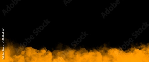Fog or smoke, orange smog clouds on floor, isolated transparent special effect. morning fog over land or water surface, magic haze. 