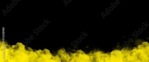 Fog or smoke, yellow smog clouds on floor, isolated transparent special effect. morning fog over land or water surface, magic haze. 