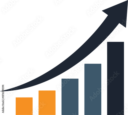 upward arrow merging with abstract bar chart
