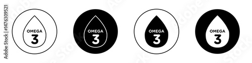 Omega 3 flat illustration of vector icon on white background.