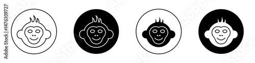Photography Monkey flat illustration of vector icon on white background.