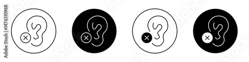 Ear deaf flat illustration of vector icon on white background.