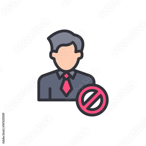 Prohibited Access For Businessman With Red Forbidden Sign Design