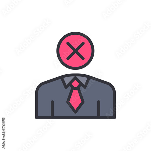 Businessman With Cross Head Symbolizes Denial Rejection And Cancellation