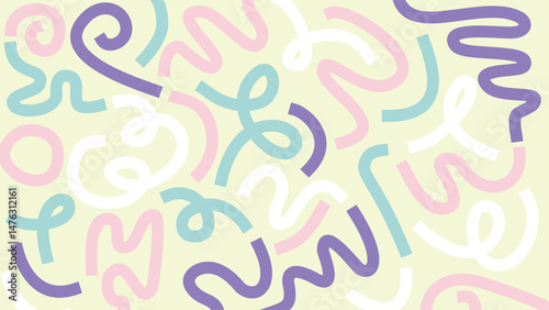 Abstract colorful vector design seamless pattern with hearts and letters on a vibrant textile texture