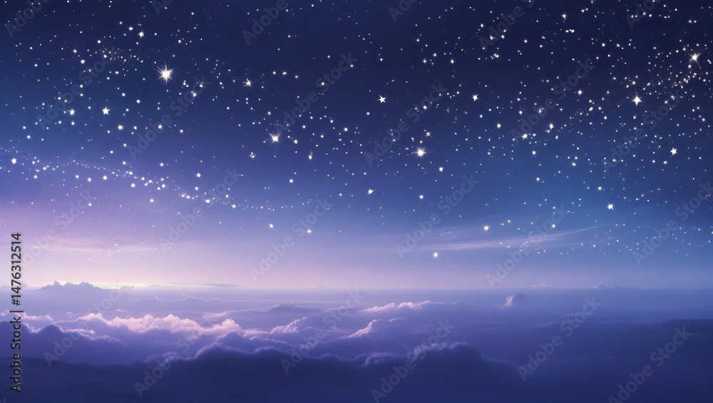 Fototapeta premium A night sky filled with twinkling stars and soft gradients, symbolizing quiet reflection, hope, and the vastness of emotional space