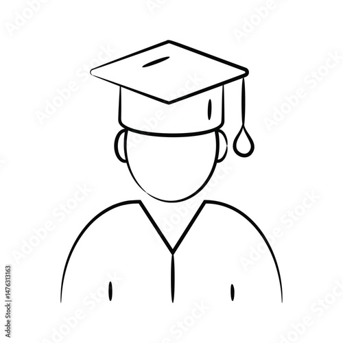 Visually appealing hand drawn icon showing scholar student