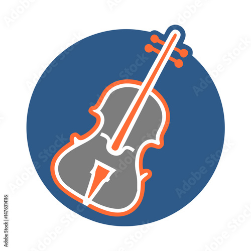 Violin icon in vibrant colors against a blue background