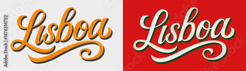 Lisboa Portugal Lisbon Lettering Classic elegant retro style vector typographic design 