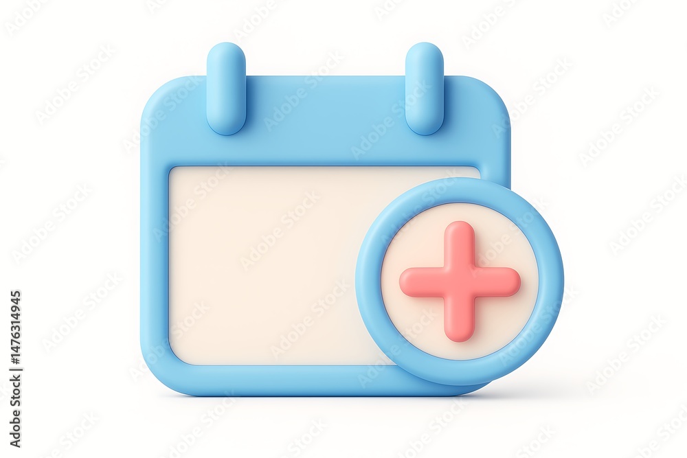 Fototapeta premium 3d rendered blue calendar with added plus sign symbolizing scheduling and planning concepts