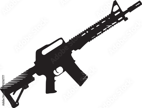 Black and White Illustration of an Assault Rifle
