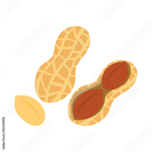 落花生。フラットなベクターイラスト。
Peanuts. Flat vector illustration.